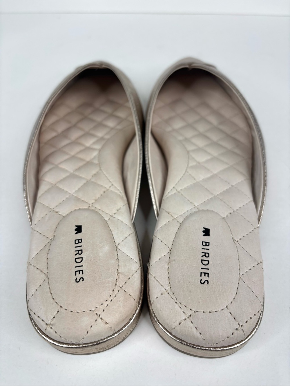 Birdies The Swan Leather Pointed Flat Slip-on Mules Gold Metallic Retro Glam 9.5 - Picture 5 of 10